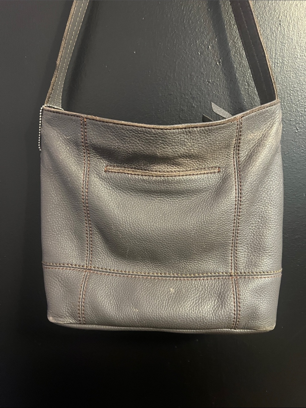 Vintage The Sak Pebbled Leather Shoulder Bag in Pewter Grey - Picture 3 of 4